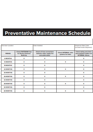 Preventative Maintenance Schedule in PDF