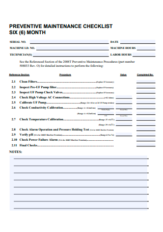 Preventive Maintenance Checklist in PDF