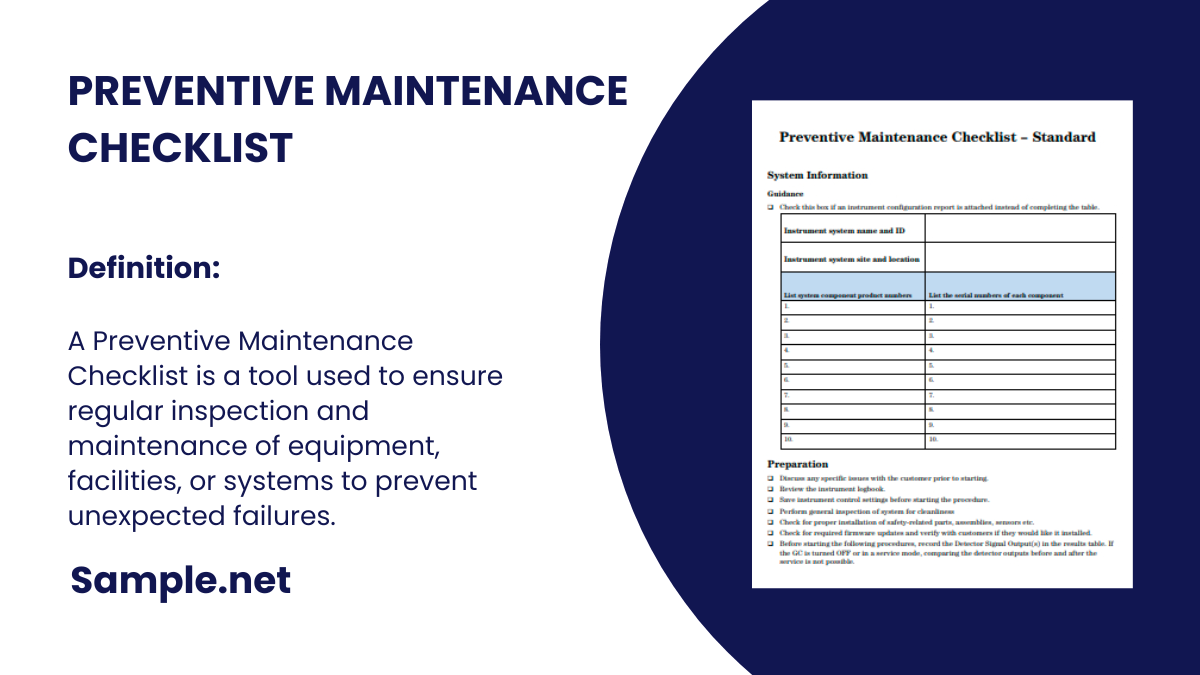 preventive maintenance checklist