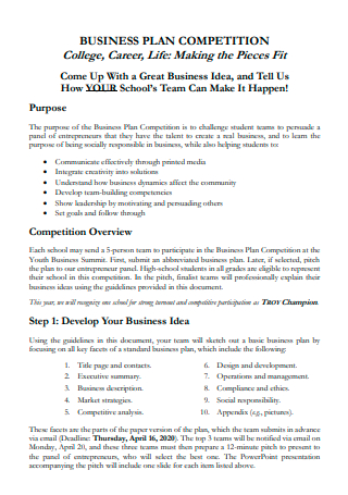 Printable Competition Business Plan