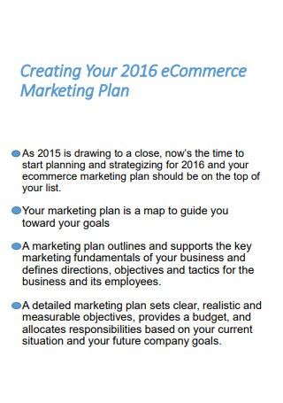 Printable E Commerce Marketing Strategies Plan