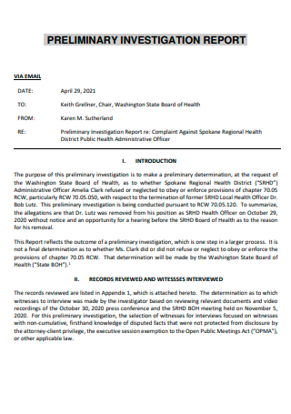 Printable Preliminary Investigation Report