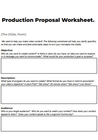 Production Proposal Worksheet