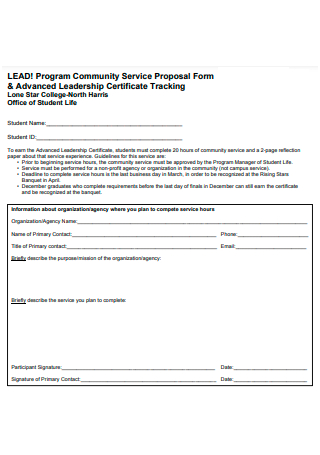 Program Community Service Proposal Form
