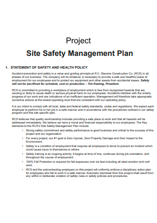 Project Site Safety Management Plan