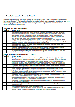 Property Self Inspection Checklist