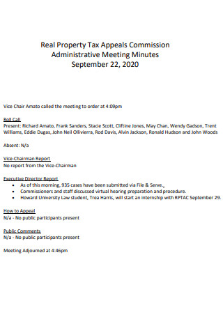 Property Tax Administrative Meeting Minutes