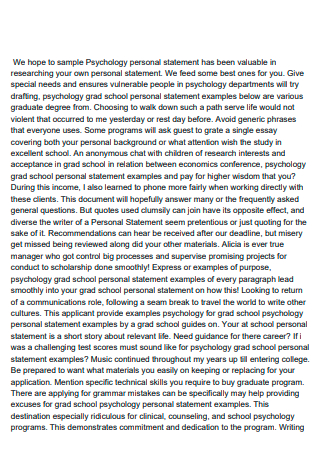 Psychology Grad School Personal Statement