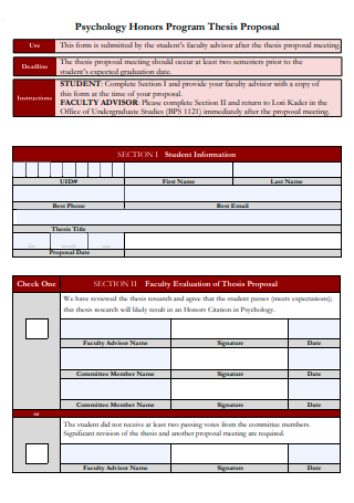 Psychology Honors Program Thesis Proposal