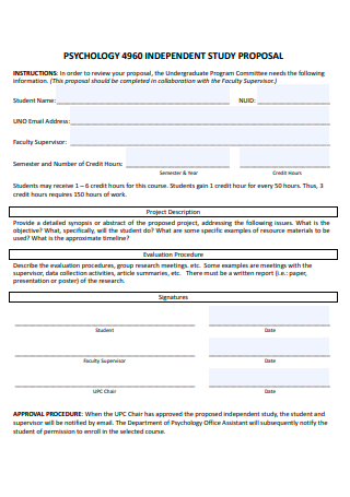 Psychology Independent Study Proposal