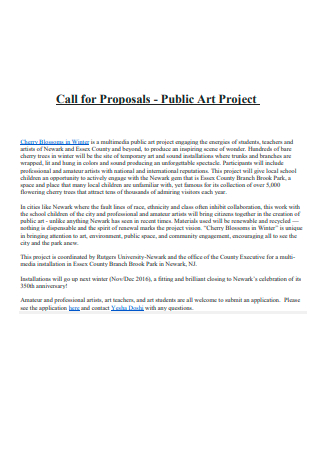 Public Art Project Call For Proposal
