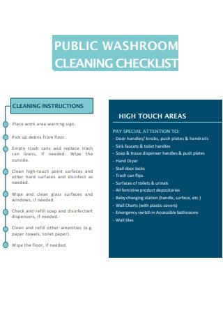 Public Washroom Cleaning Checklist
