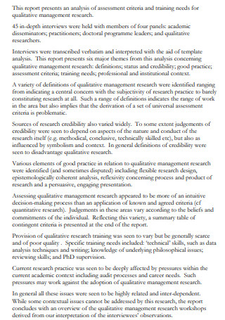 Qualitative Management Research Report