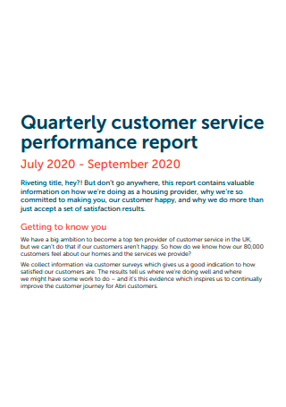 Quarterly Customer Service Performance Report