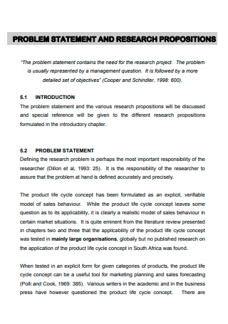 Research Propositions Problem Statement