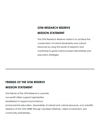 Research Reserve Mission Statement