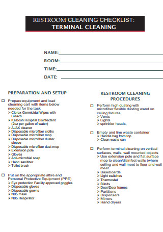 Restroom Terminal Cleaning Checklist 