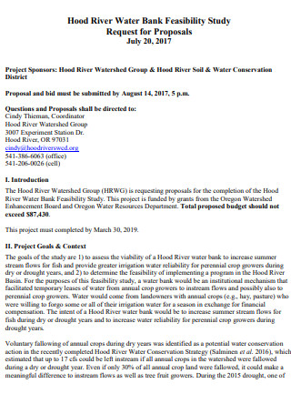 River Water Bank Feasibility Study Project Proposal
