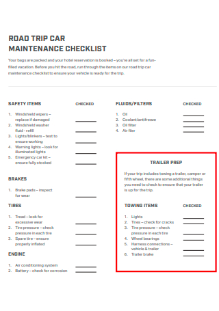 Road Trip Car Maintenance Checklist