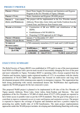 Rural Potable Water Supply Development Project Proposal