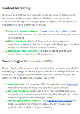 SEO Marketing Strategy Checklist