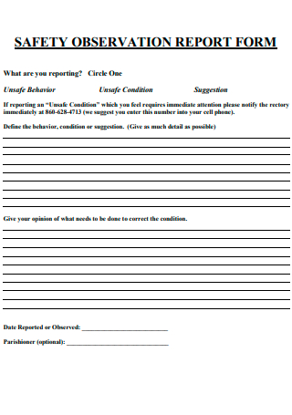Safety Observation Report Form