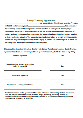 Safety Training Agreement Template