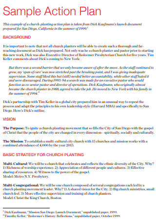 Sample Action Plan for Church