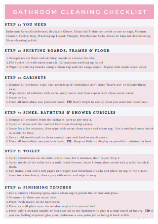 Sample Bathroom Cleaning Checklist