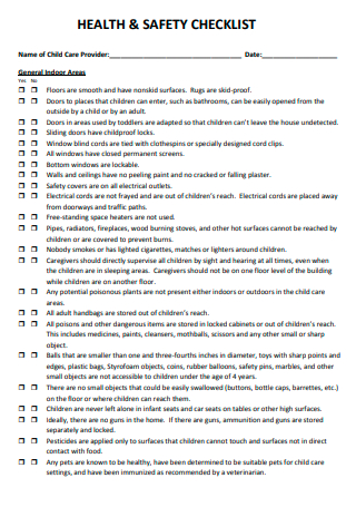 Sample Health and Safety Checklist