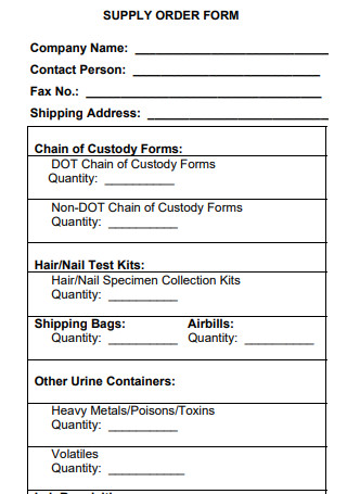 Sample Supply Order Form