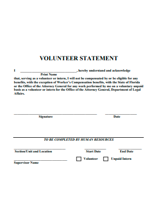 Sample Volunteer Statement
