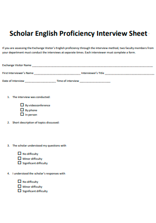 Scholar English Proficiency Interview Sheet