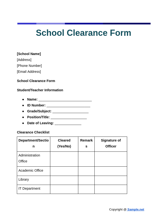 School Clearance Form Google Docs 10 21 2024 03 40 PM