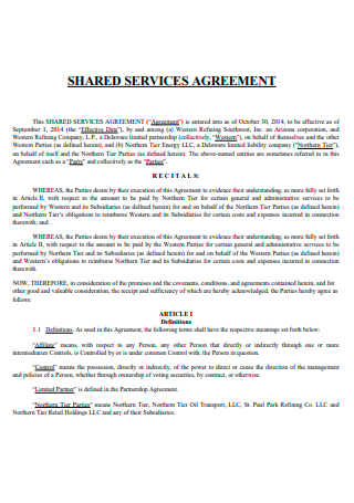 Shared Services Agreement Template
