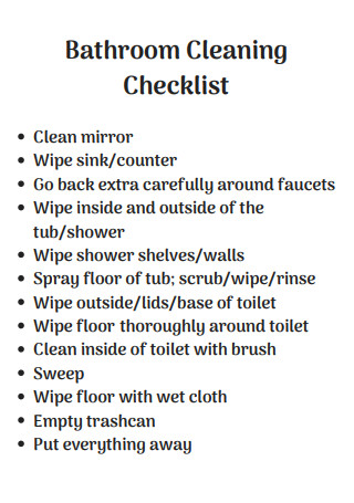 Simple Bathroom Cleaning Checklist