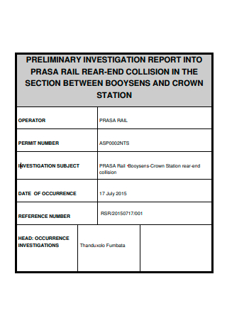 Simple Preliminary Investigation Report