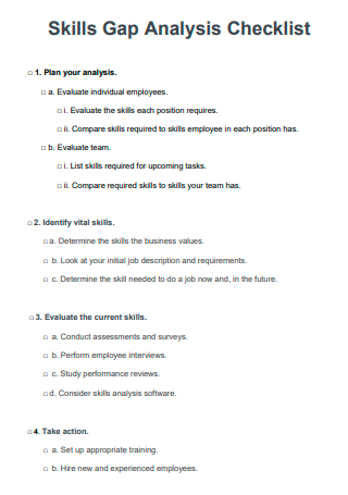 Skills Gap Analysis Checklist