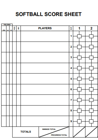 Softball Score Sheet