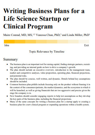 Startup Clinical Program Executive Summary
