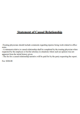 Statement of Causal Relationship