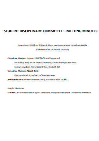 Student Disciplinary Committee Meeting Minutes