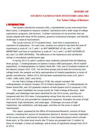 Student Satisfaction Inventory College of Business Report