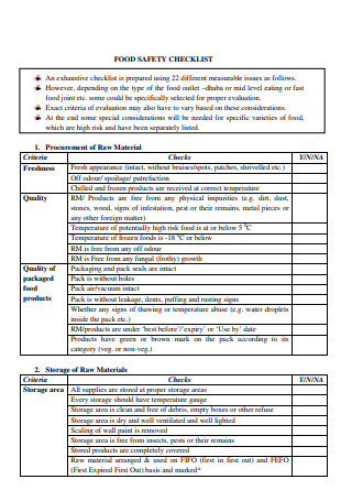 38 FREE Food Safety Checklist Samples To Download