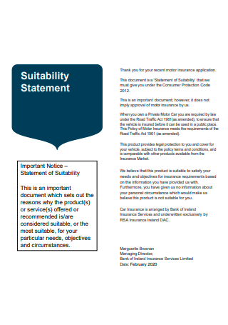 Suitability Statement Template