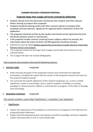 Summer Research Proposal Template