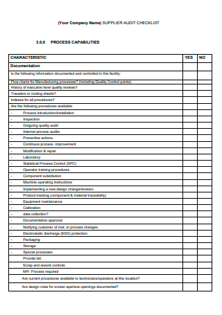 Supplier Audit Checklist Example