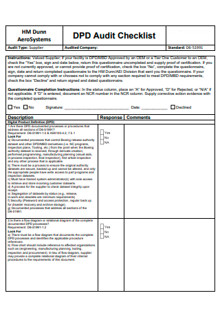 Supplier Audit Checklist in PDF