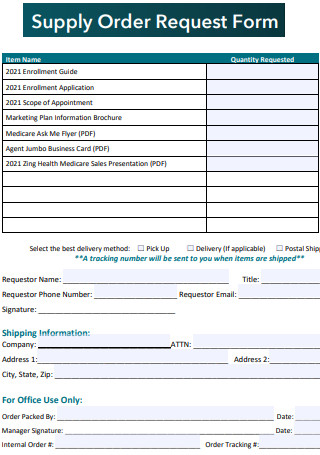Supply Order Request Form