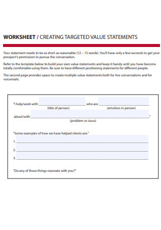 Targeted Value Propositions Worksheet